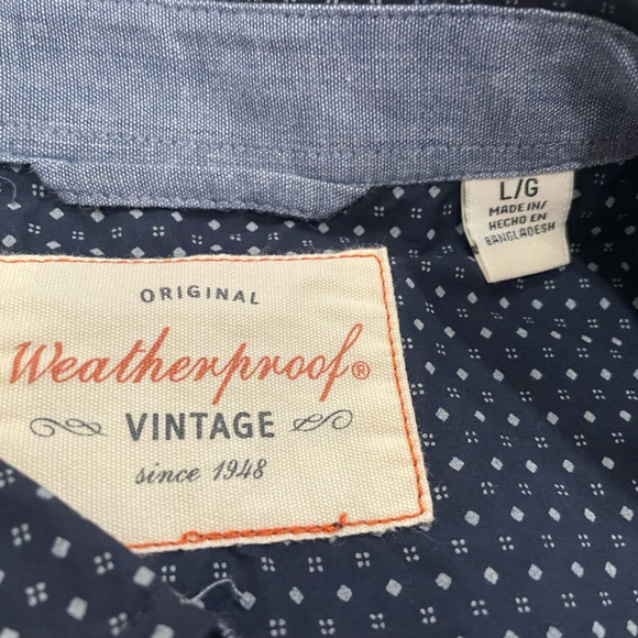Weatherproof Vintage Navy Blue Button Down Short-sleeve Mens Shirt Size L NWT - Picture 5 of 5